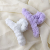 Beyaz Lila Peluş Mandal Toka