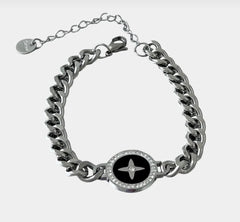 Siyah Zincir Gümüş Bileklik