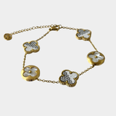 Beyaz Yonca Altın Bileklik