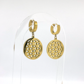 Geometrik Yuvarlak Halka Altın Küpe