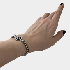 Siyah Zincir Gümüş Bileklik