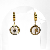 Yılan Sedef Altın Küpe