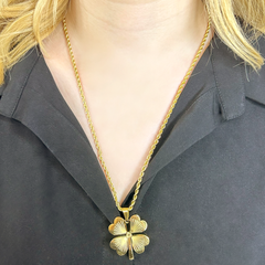 Burgu Yonca Uzun Altın Kolye