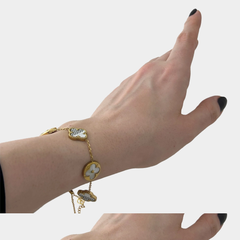 Beyaz Yonca Altın Bileklik