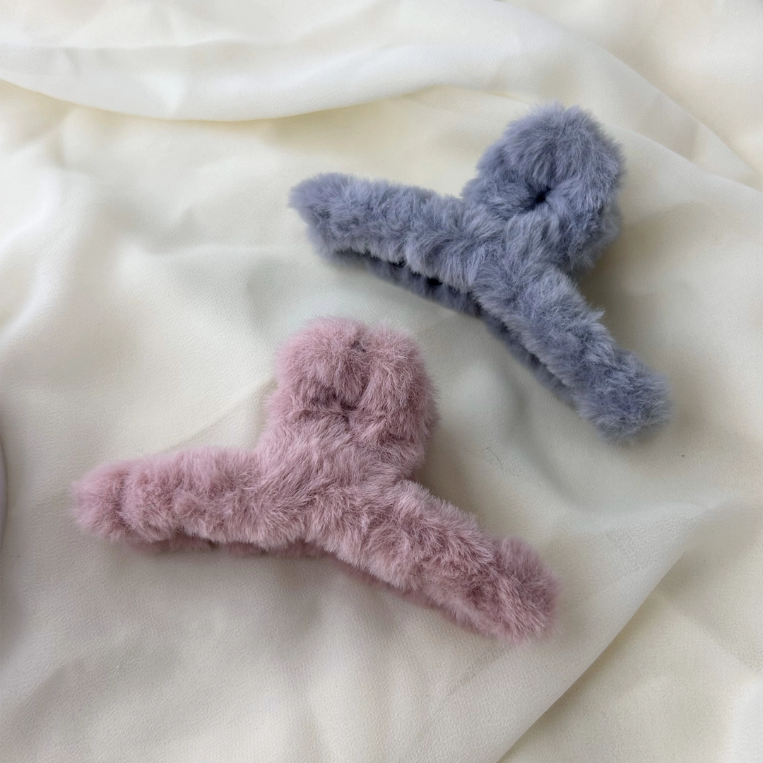 Mor Pembe Peluş Mandal Toka Seti