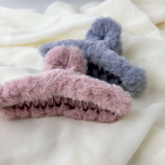 Mor Pembe Peluş Mandal Toka Seti