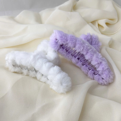 Beyaz Lila Peluş Mandal Toka