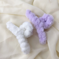 Beyaz Lila Peluş Mandal Toka