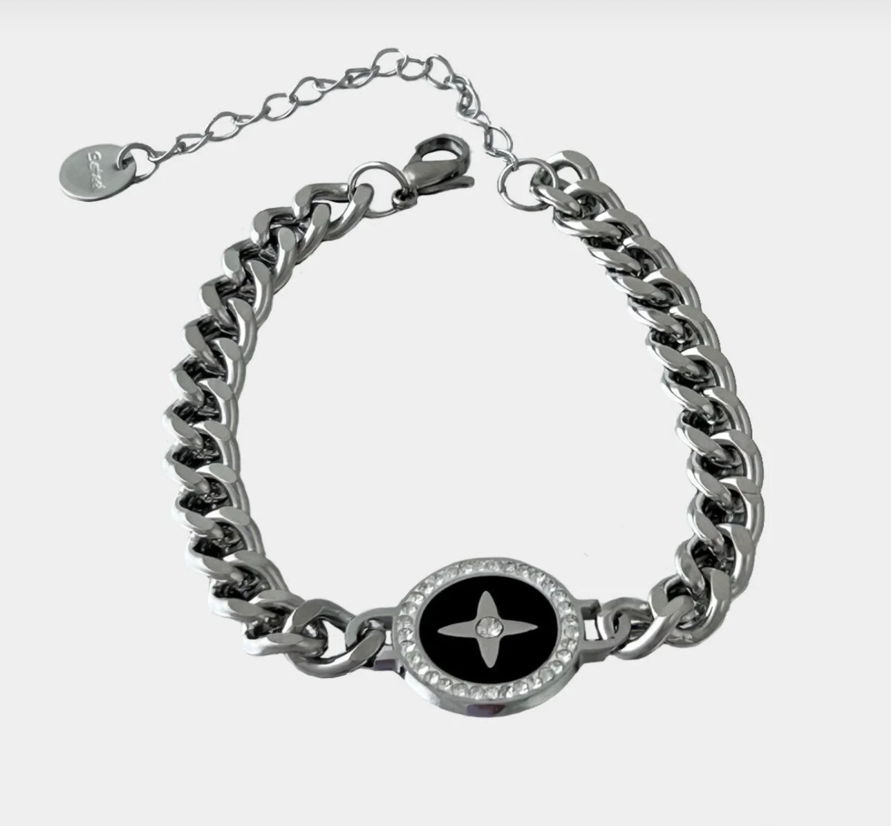 Siyah Zincir Gümüş Bileklik