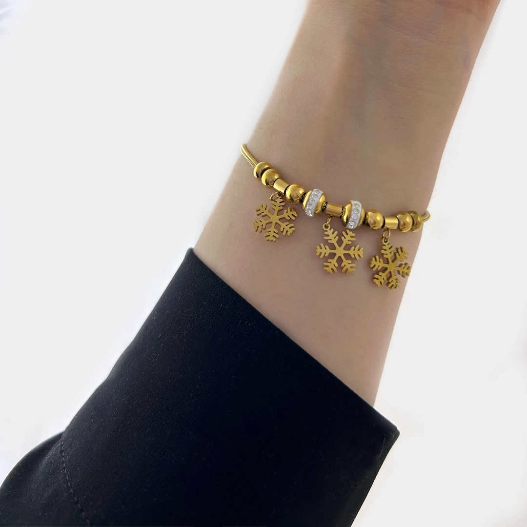 Kar Tanesi Altın Charm Bileklik