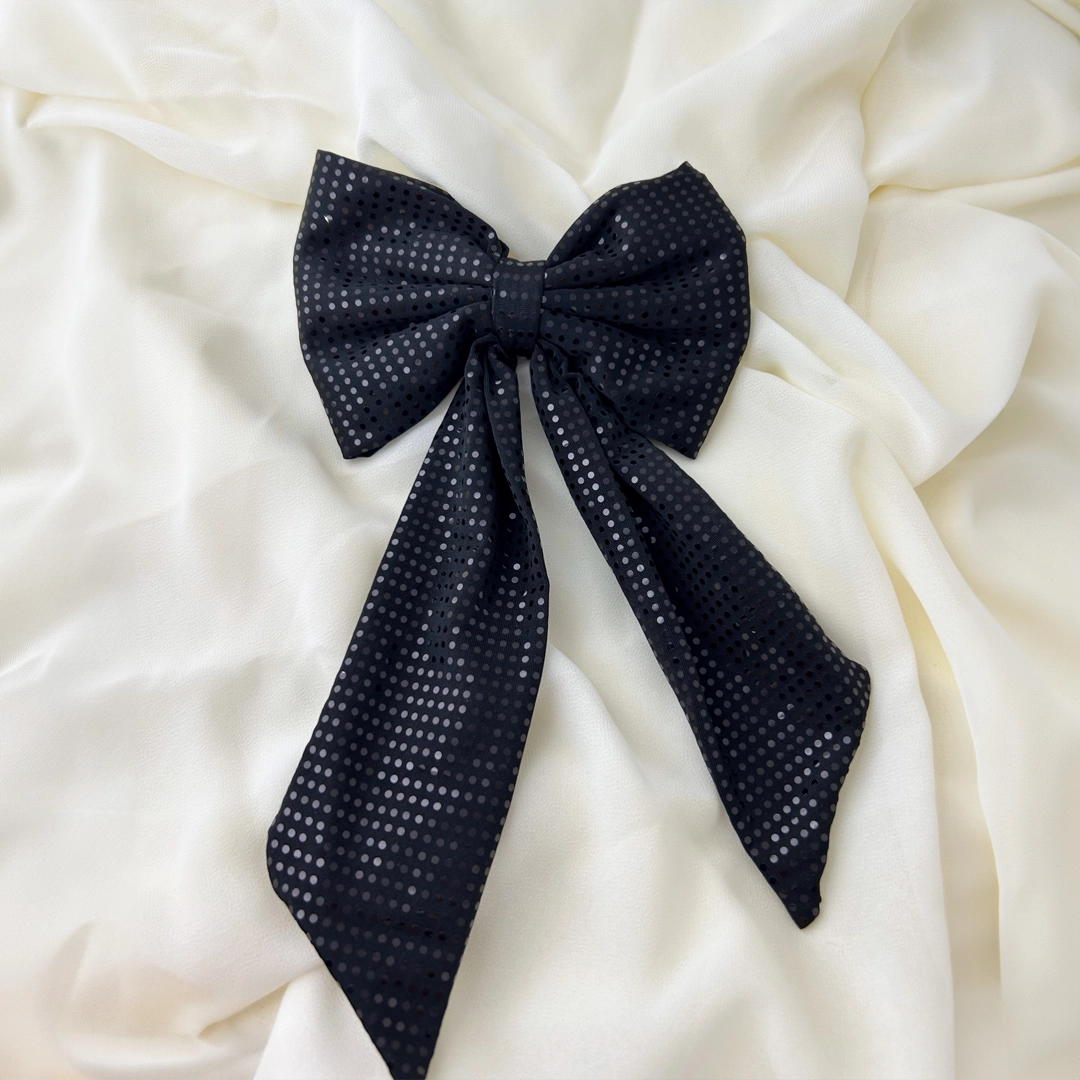 Siyah Pullu Fiyonk Klips Toka