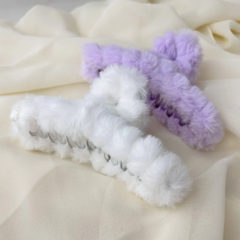 Beyaz Lila Peluş Mandal Toka