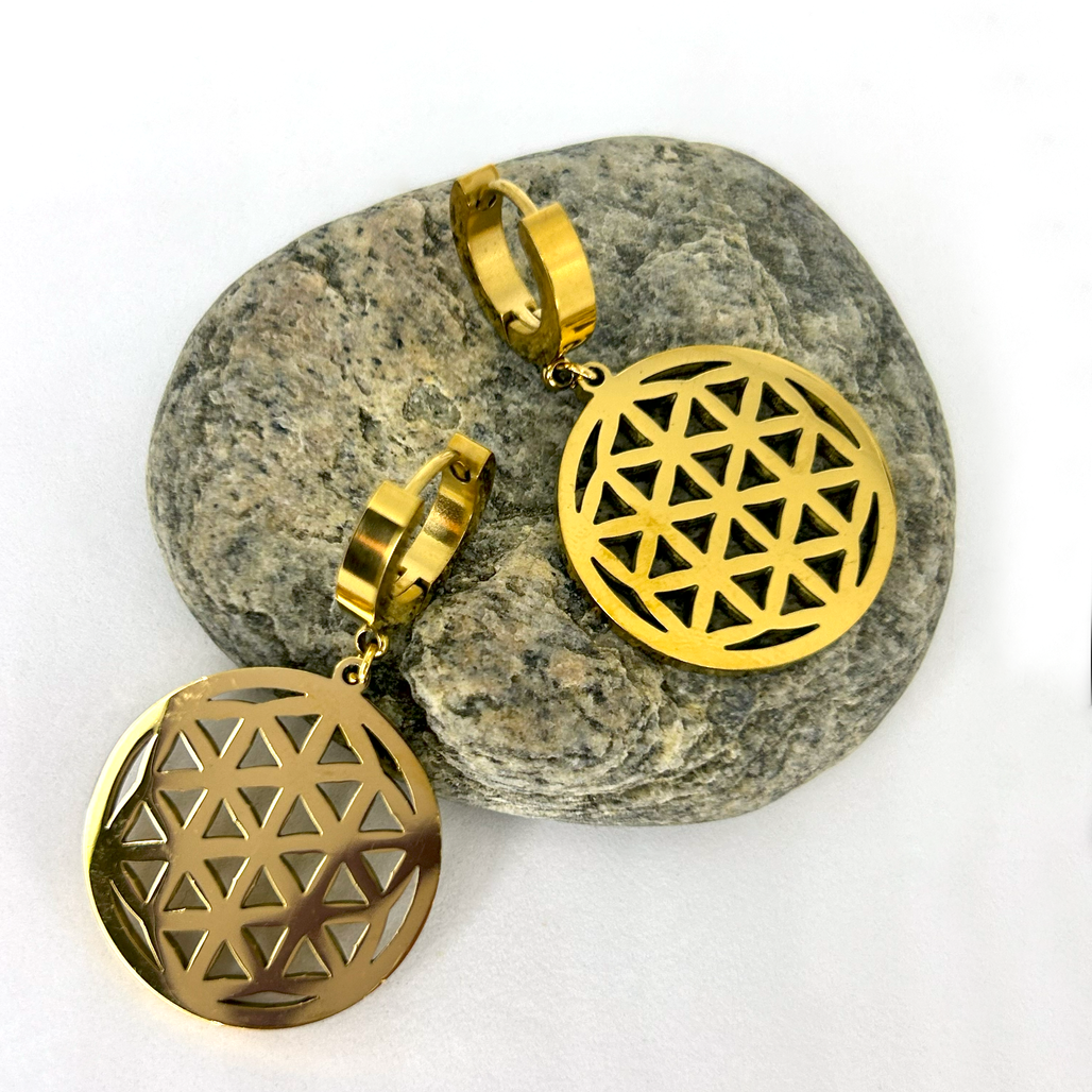 Geometrik Yuvarlak Halka Altın Küpe