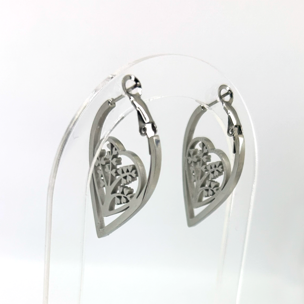 Hayat Ağacı Çelik Küpe