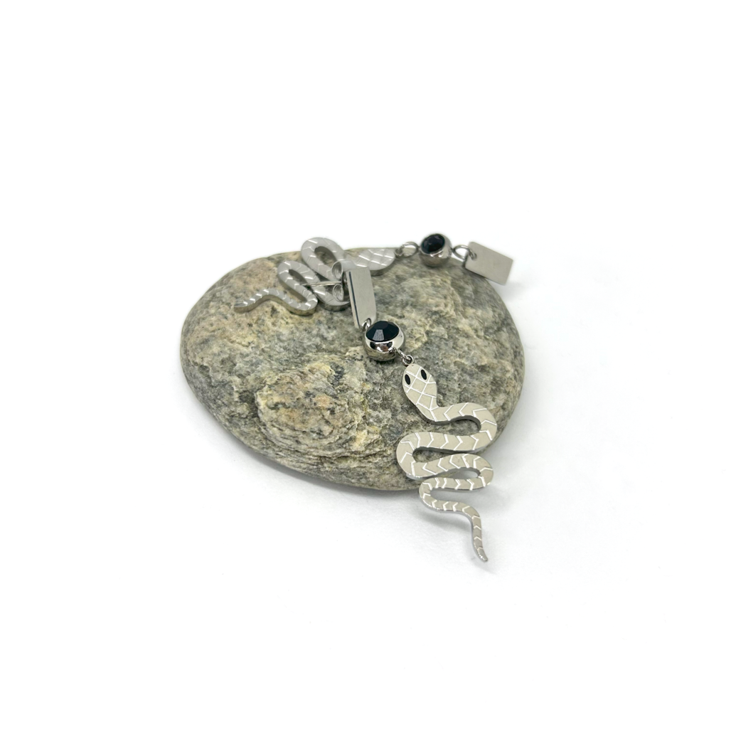 Sallanan Yılan Gümüş Küpe