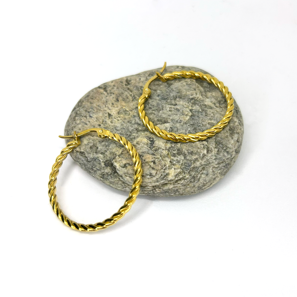 Klasik Burgu Orta Halka Altın Küpe