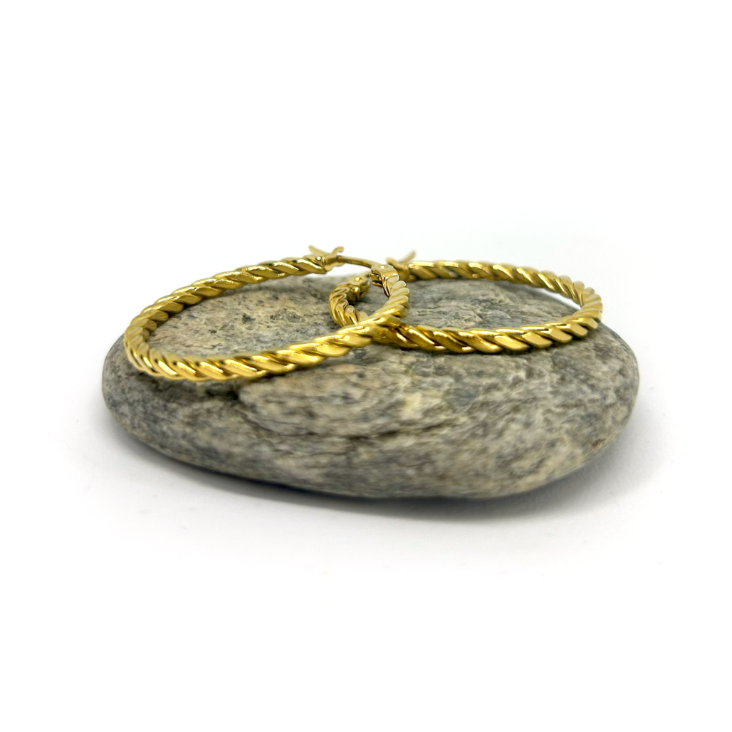 Klasik Burgu Orta Halka Altın Küpe