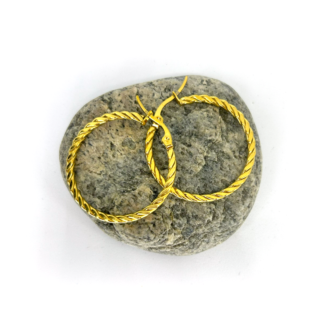 Klasik Burgu Orta Halka Altın Küpe