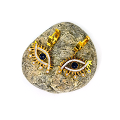 Taşlı Göz Altın Çelik Küpe