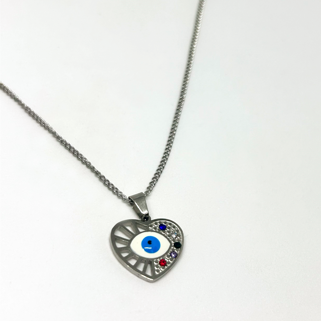 Kalp Gözü Gümüş Kolye