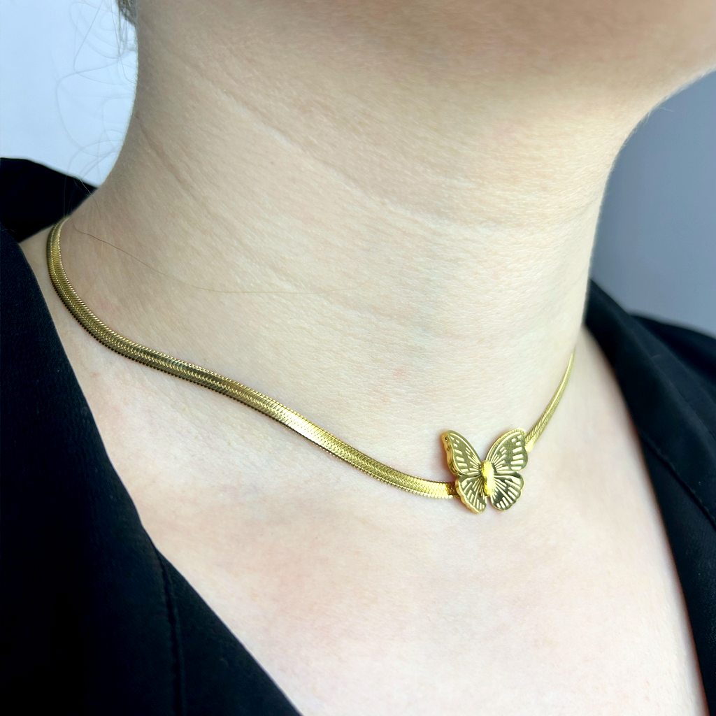 İtalyan Kelebek Choker Kolye