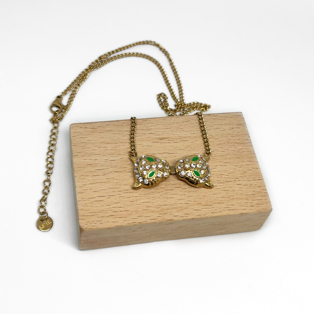 Kaplan Altın Taşlı Kolye