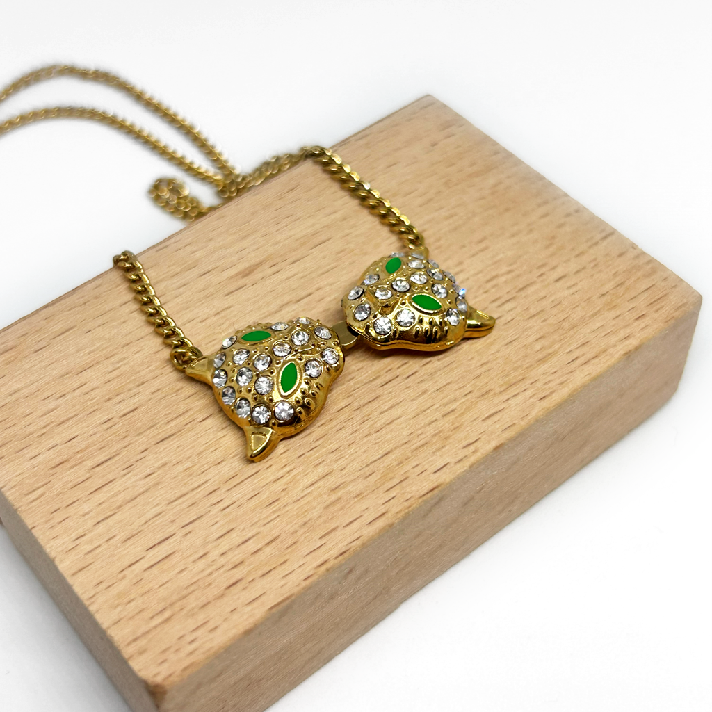 Kaplan Altın Taşlı Kolye