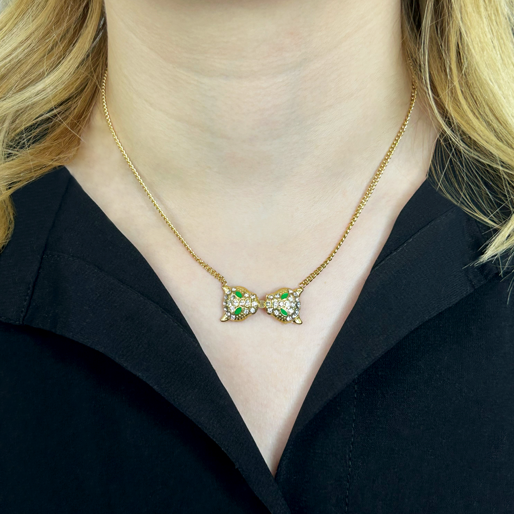 Kaplan Altın Taşlı Kolye