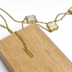 Üçlü Yonca Beyaz Altın Kolye