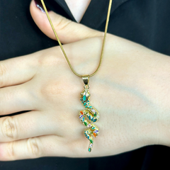 Renkli Yılan Uzun Altın Kolye